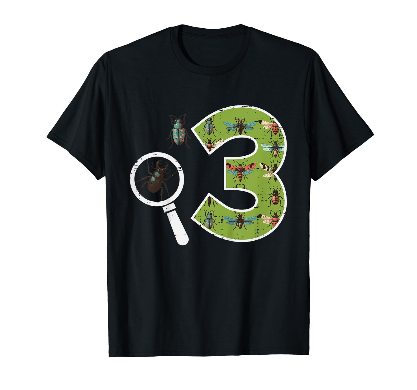 3rd Birthday 3 Magnifying Glass Insects Bugs Bday Boys Girls T-Shirt