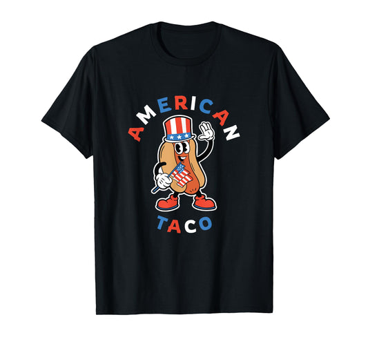4th of July American Taco Patriotic Hot Dog Funny Graphic T-Shirt