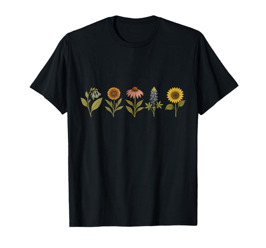 Cottagecore Tee Vintage Wildflowers Aesthetic Fairycore Art T-Shirt