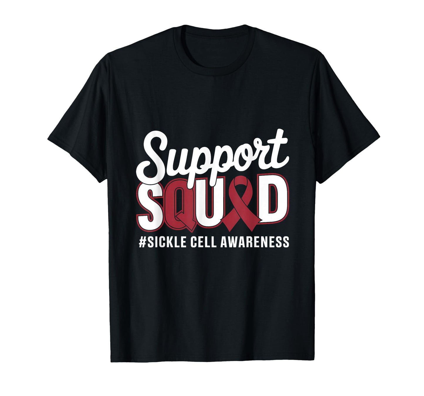 Support Squad Burgundy Ribbon Sickle Cell Awareness T-Shirt