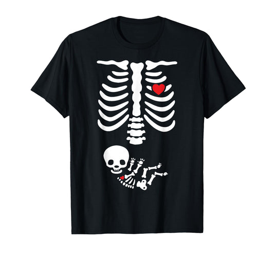 Baby Shower Skeleton Halloween Pregnancy Annoucement Mom T-Shirt