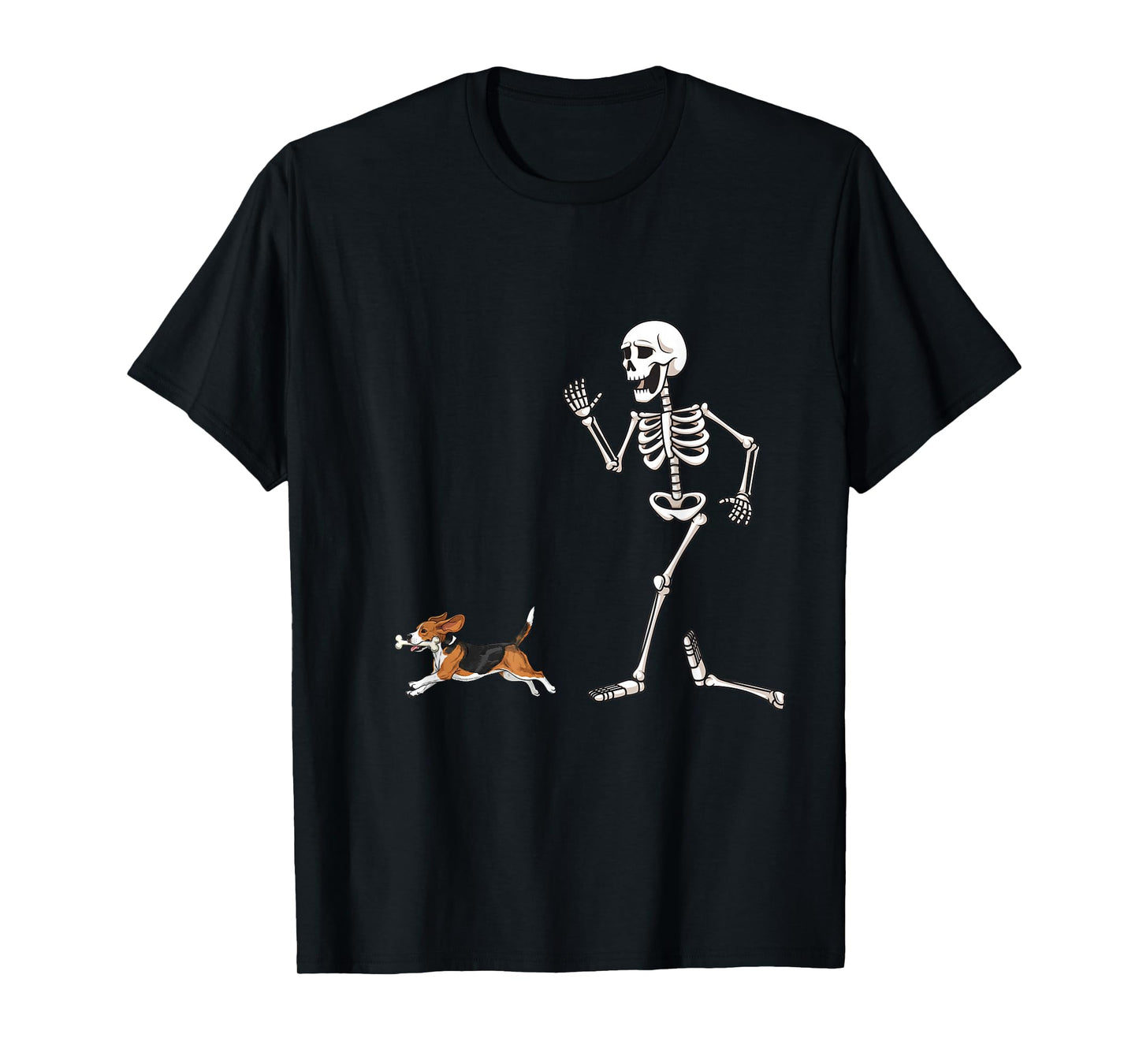Funny Halloween Beagle and Skeleton T-Shirt