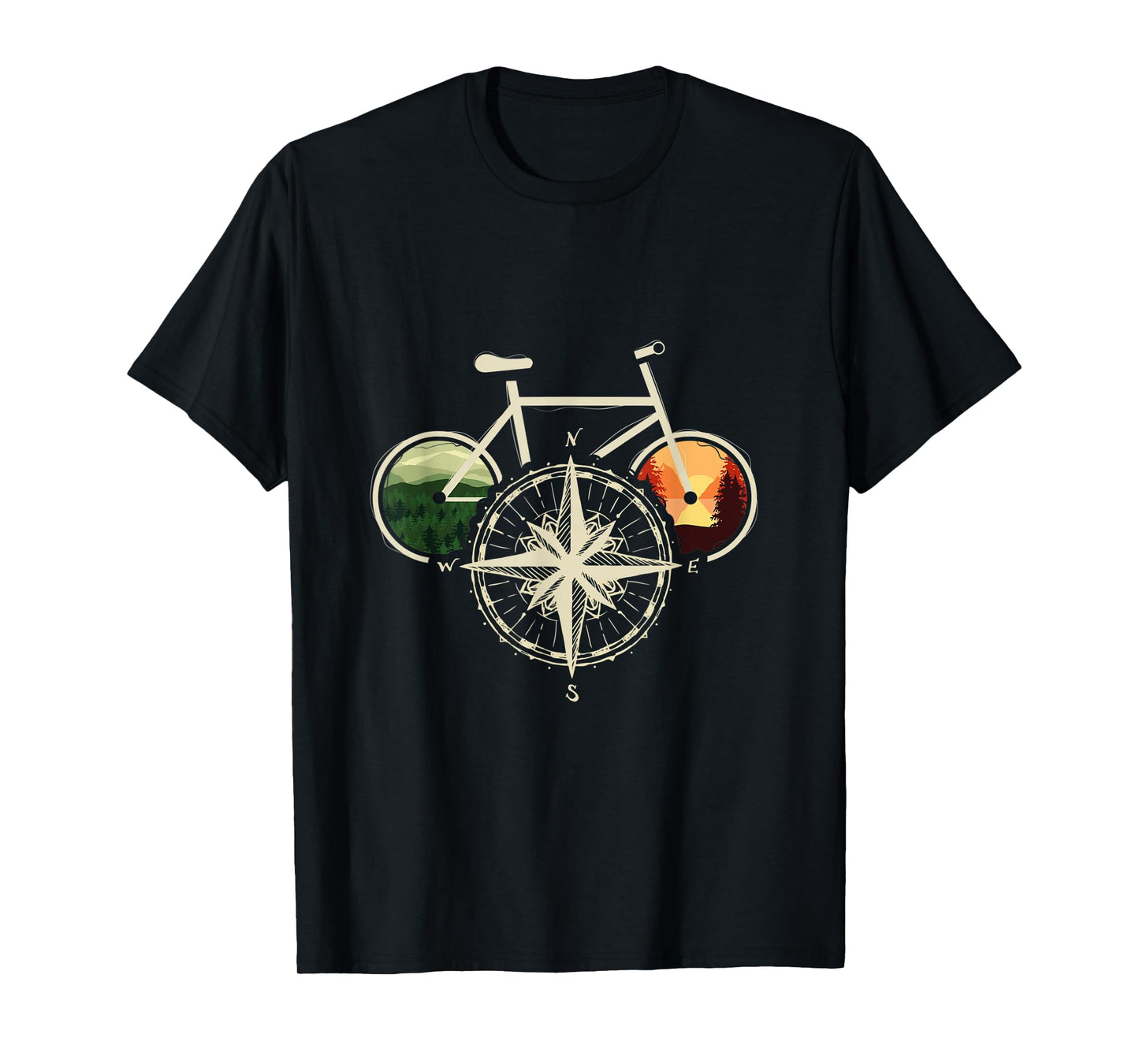 Retro Bicycle With Compass & Mountains I Bicycle Cycologist T-Shirt