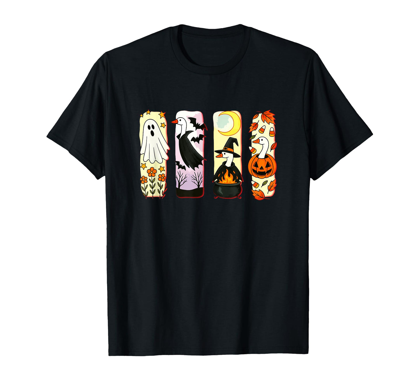 Halloween Collection Gooses Cosplay Witch Boo Carved Pumpkin T-Shirt