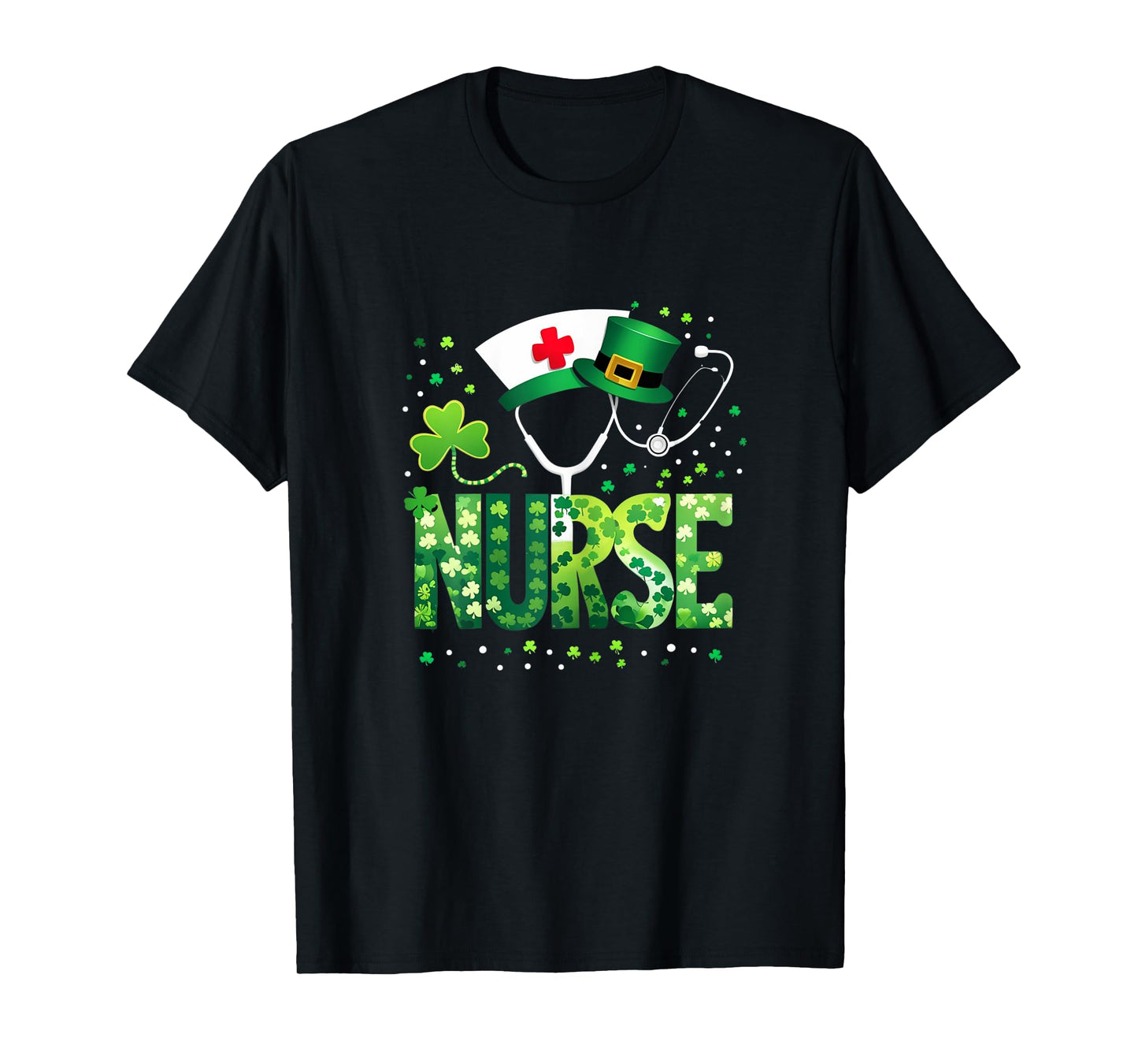 Irish Nurse Stethoscope St Patricks Day Lucky Nurse Shamrock T-Shirt
