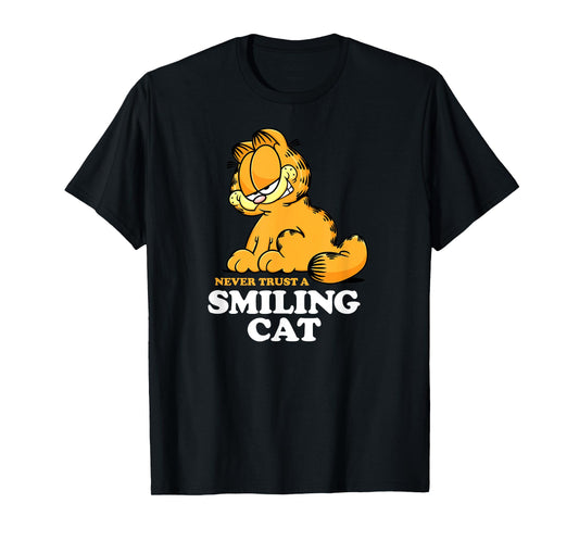 Garfield - Never Trust A Smiling Cat Sarcastic Graphic T-Shirt