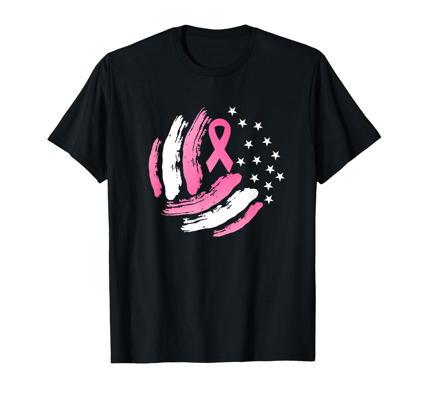 Volleyball Pink Ribbon Breast Cancer Awareness Gift USA Flag T-Shirt