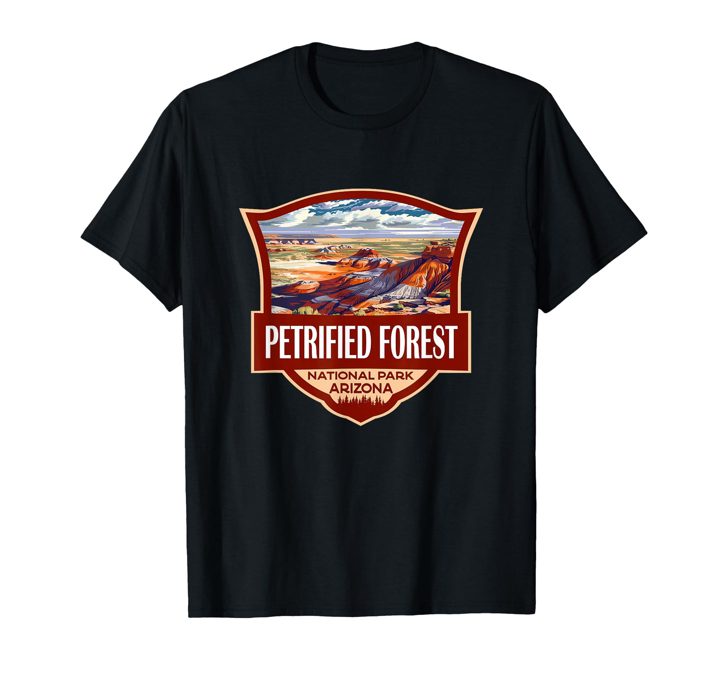 Petrified Forest National Park Illustration Retro Badge T-Shirt