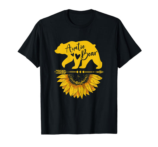 Auntie Bear Sunflower Funny Mothers Day For Mom Aunt Grandma T-Shirt