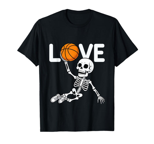 Basketball Skeleton Love Hoops Heartbeat Tee T-Shirt