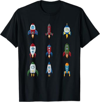 Retro Rocket Ships Outer Space Boys Kids Gift Idea Astronaut T-Shirt