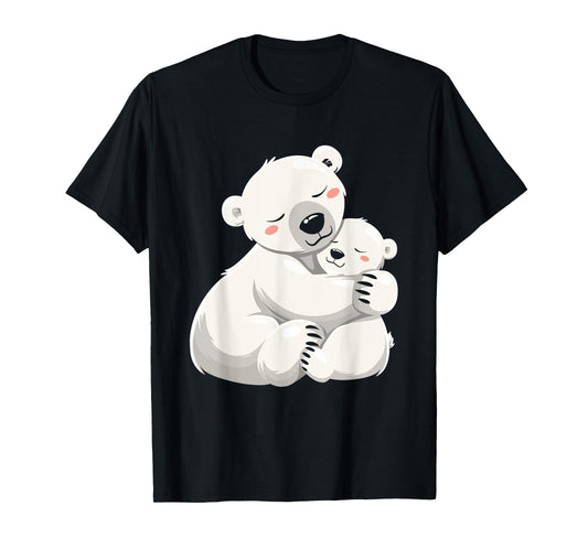 Cute Bear Moms Mothers Day Polar Bear Mom Hugging Baby T-Shirt