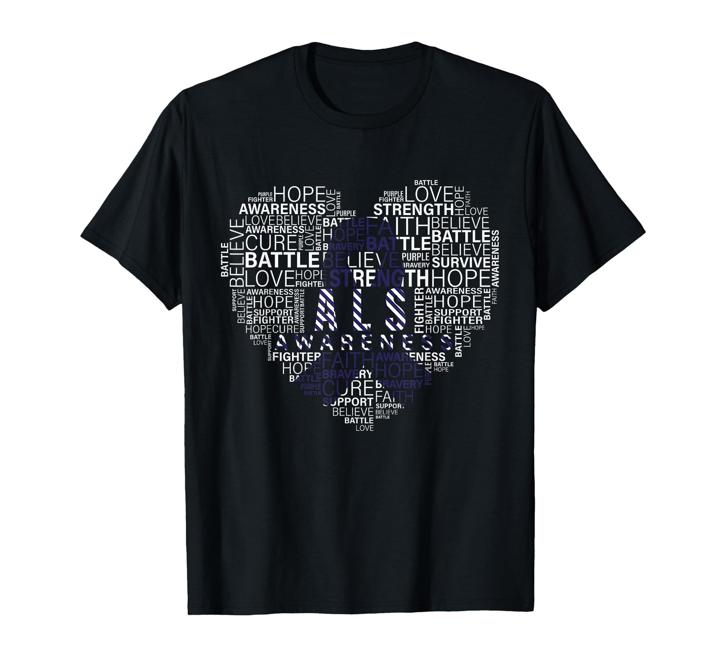 ALS awareness words cloud heart support proud ALS warrior T-Shirt