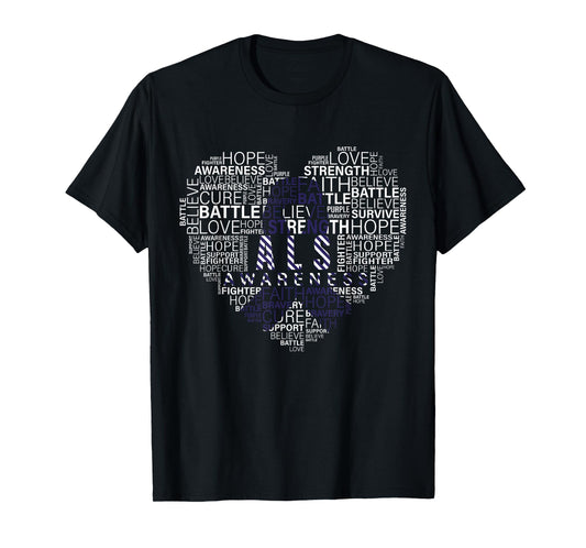 ALS awareness words cloud heart support proud ALS warrior T-Shirt