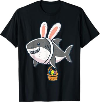 Easter Shark Bunny Eggs Cute Hunting Toddler Boys Kids Youth T-Shirt