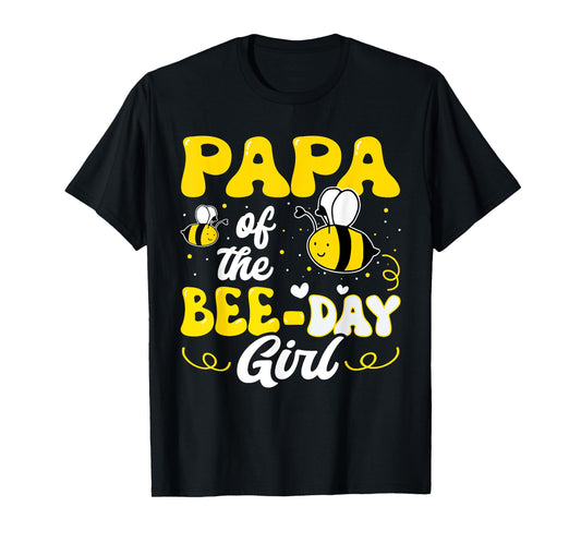 Papa of The Bee Day Girl Bee Birthday Party Theme Groovy T-Shirt