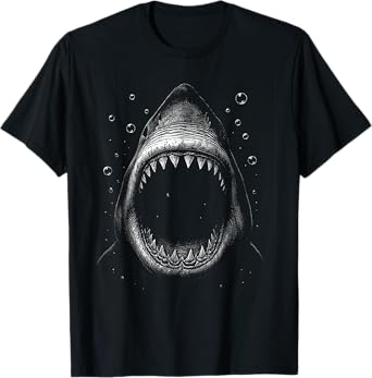 Shark Ocean Predator Diver Surfer Jaws Wide Open T-Shirt