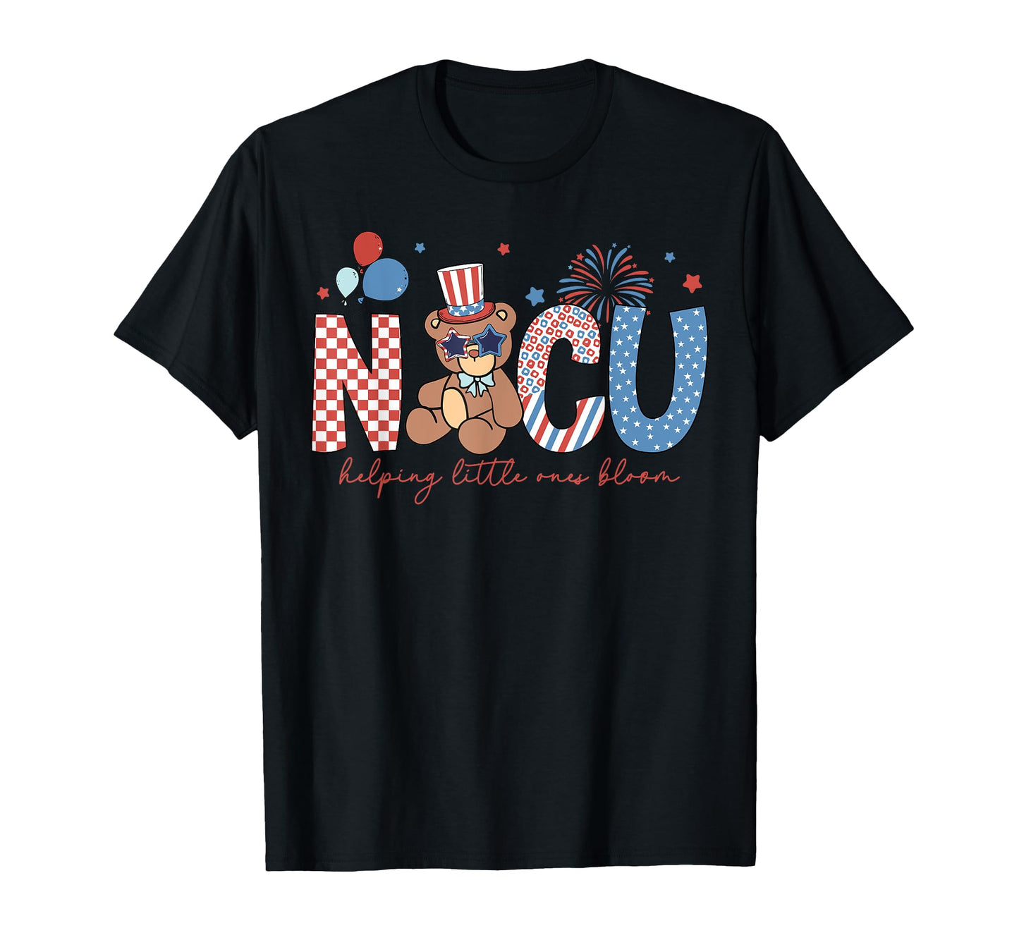 NICU Nurse Firework Milk Bottle Patriotic 4th July USA T-Shirt