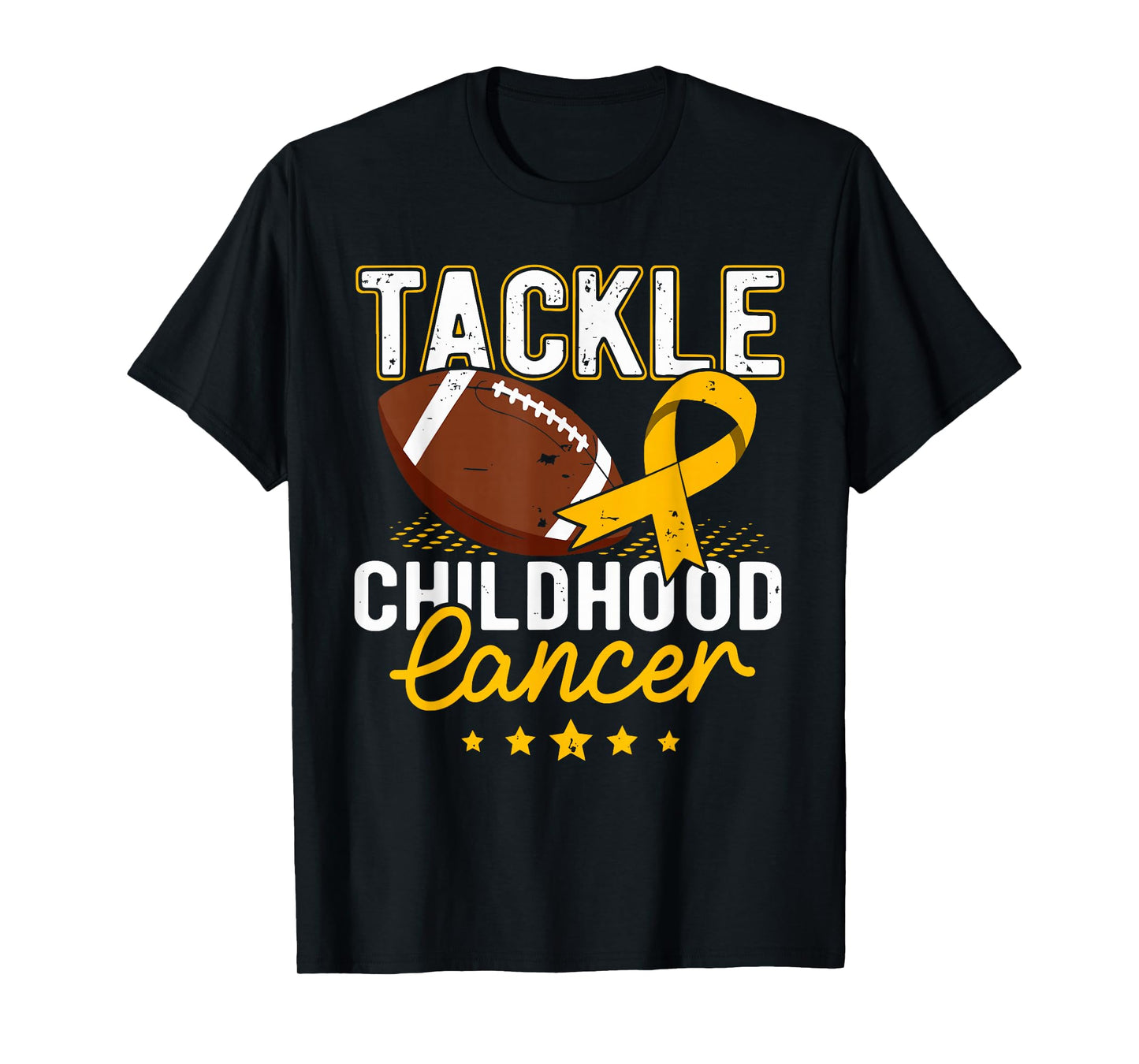 Tackle Childhood Cancer Awareness Football Gold Ribbon Kids T-Shirt