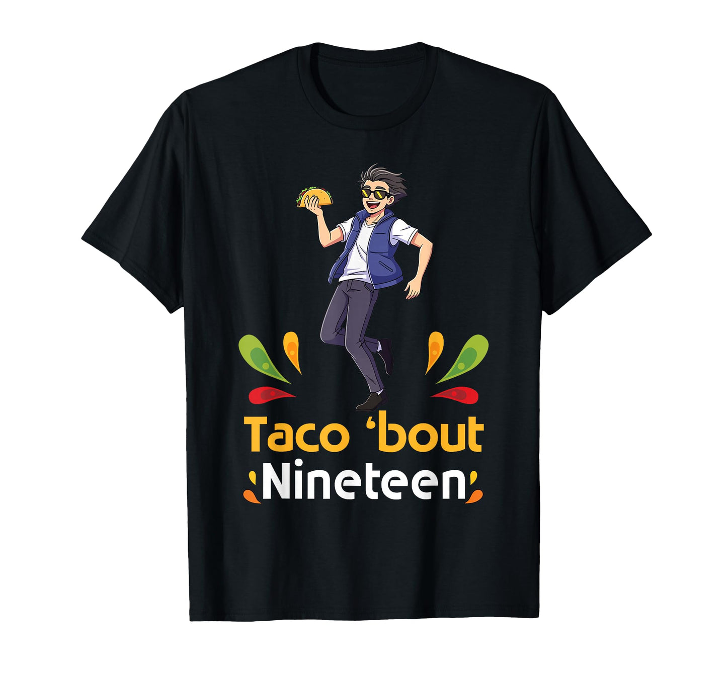 Cute Boy with Tacos Happy Birthday Taco Bout 19 Years Old T-Shirt