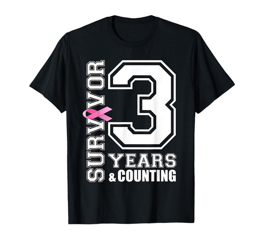 3 Years Breast Cancer Survivor Pink Ribbon Gifts For Women T-Shirt