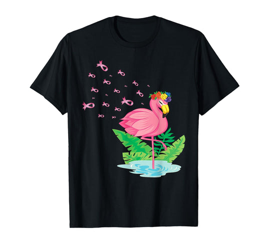 Breast Cancer Pink Flamingo Ribbon Recovery T-Shirt