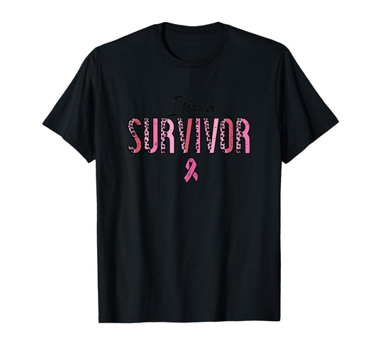 Im A Survivor Leopard Retro Breast Cancer Awareness Women T-Shirt
