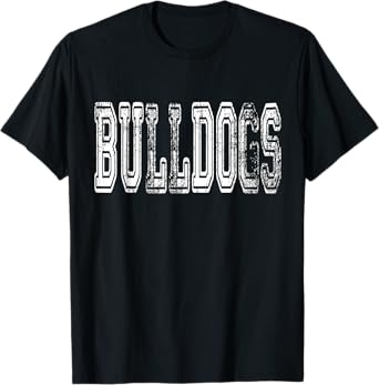 Bulldogs Mascot Distressed Vintage School Sports Name Fan T-Shirt