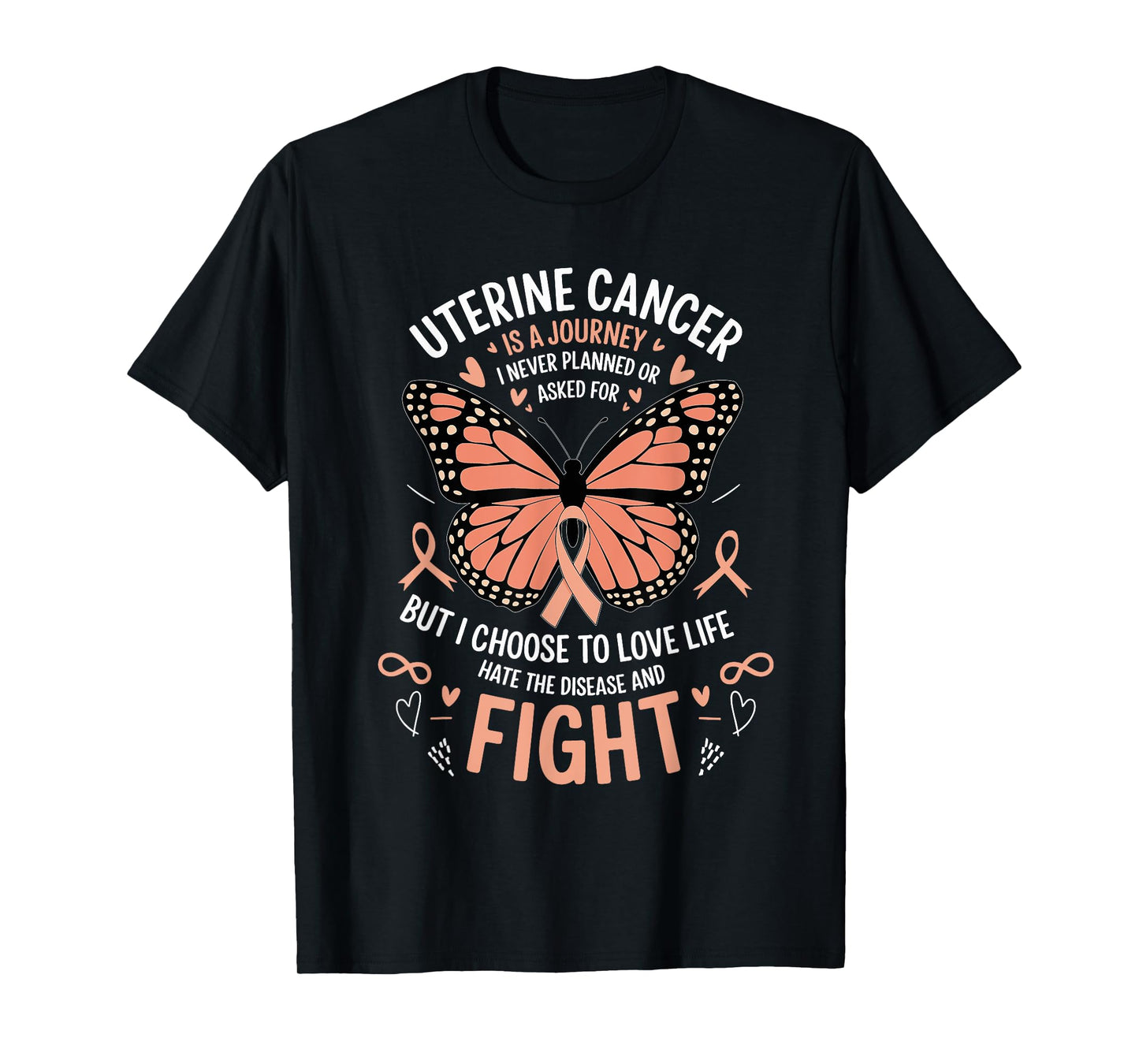 Uterine Cancer Survivor Peach Ribbon T-Shirt