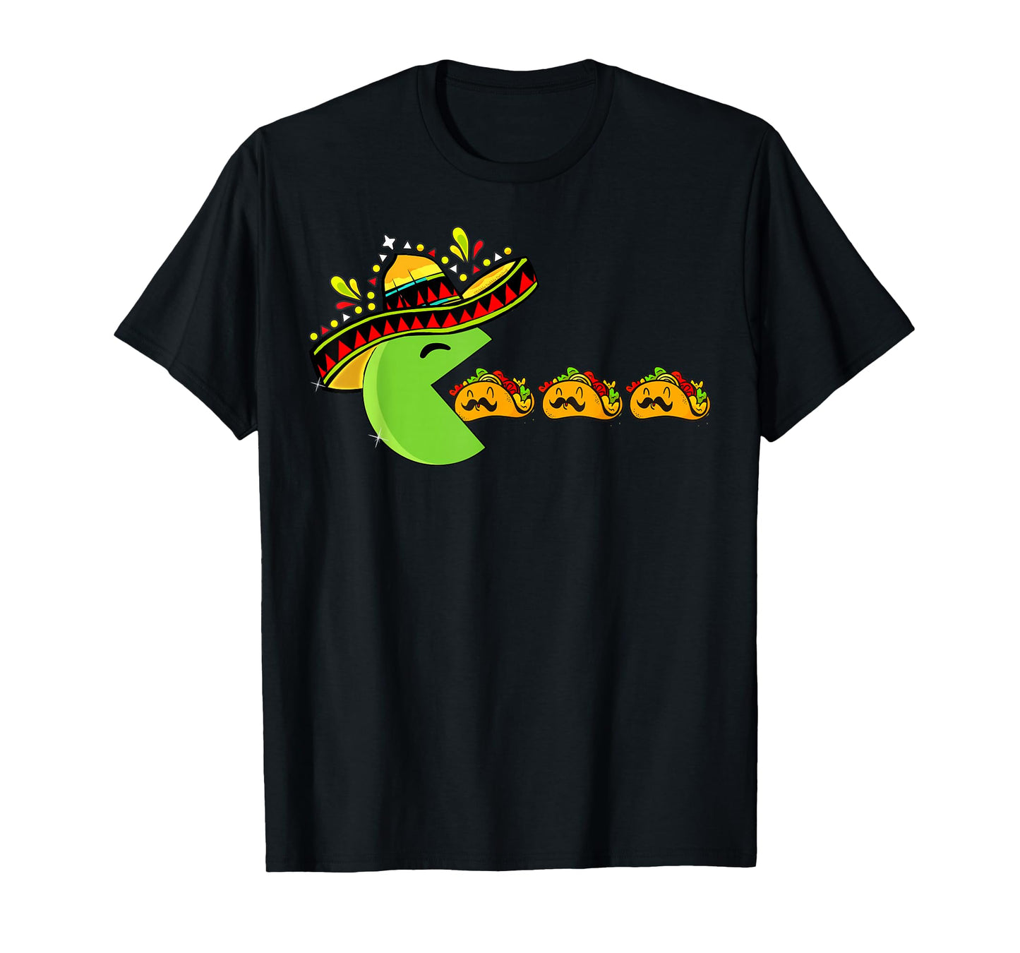 Sombrero Eating Funny Tacos with Mustaches Cinco de Mayo T-Shirt