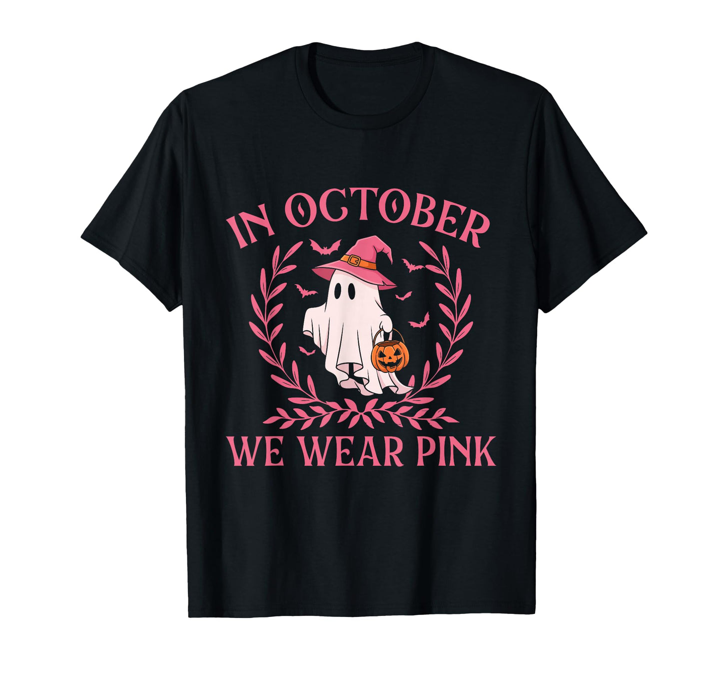 in October We Wear Pink - Halloween Breast Cancer Awerness T-Shirt