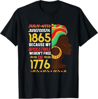 July 4th Juneteenth Women Men African American Freedom 1865 T-Shirt