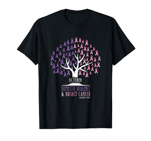 Ribbon Tree - Breast Cancer and Domestic Violence Awareness T-Shirt