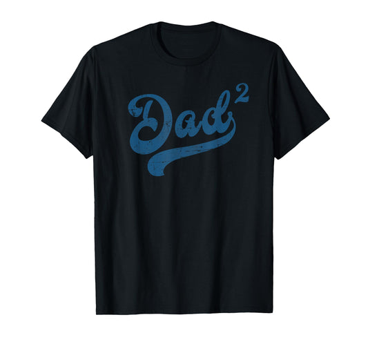 Dad2 Squared Vintage Father's Day Tee Daddy of 2 Kids Father T-Shirt