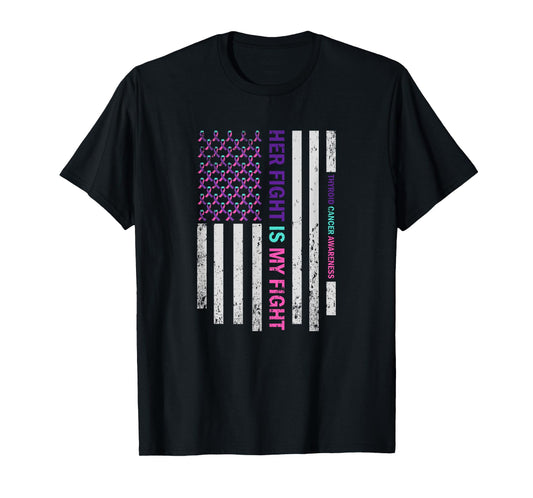 American Flag Thyroid Cancer Awareness T-Shirt