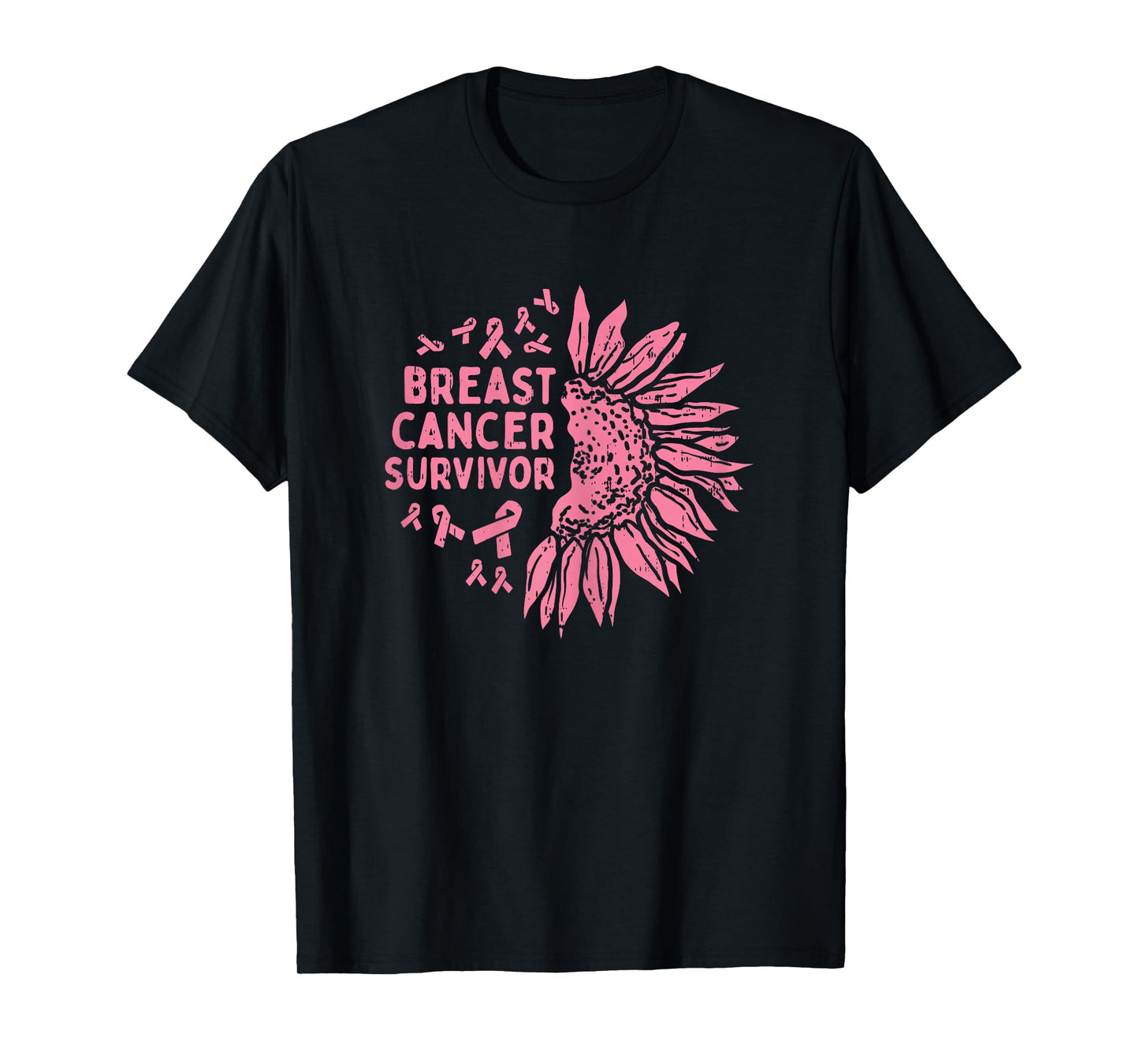 Sunflower Breast Cancer Survivor Pink Ribbon Awareness Women T-Shirt