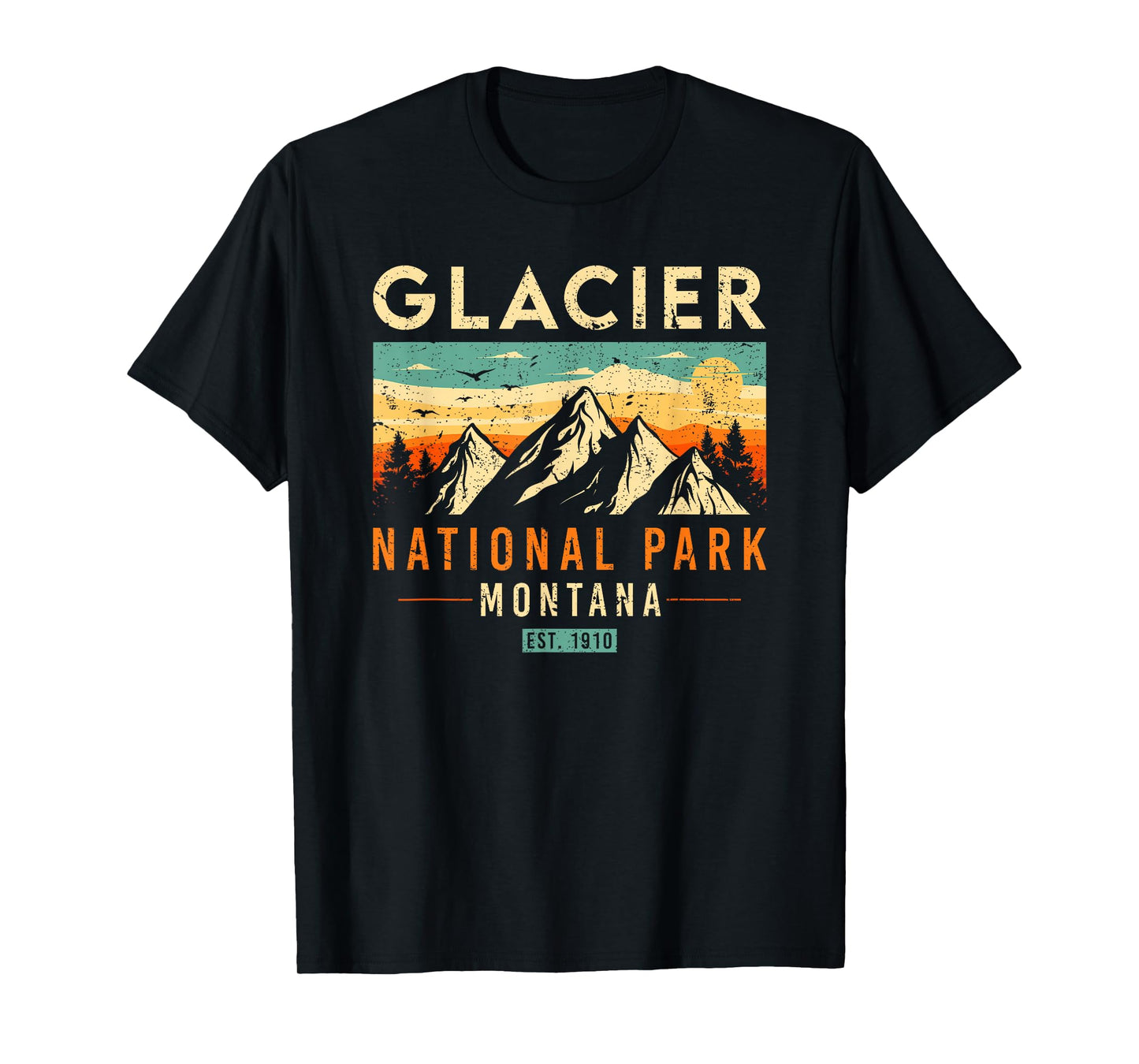 Glacier Est 1910 Montana Vintage Retro National Park T-Shirt