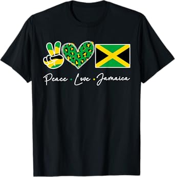 Peace love Jamaica Flag Jamaican Men Women Kids Jamaica Flag T-Shirt