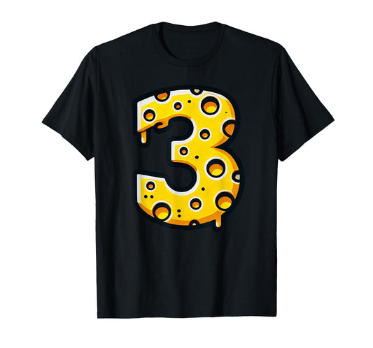 Happy 3rd Birthday Cheese 3 Years Old Number Boys Girls Kids T-Shirt