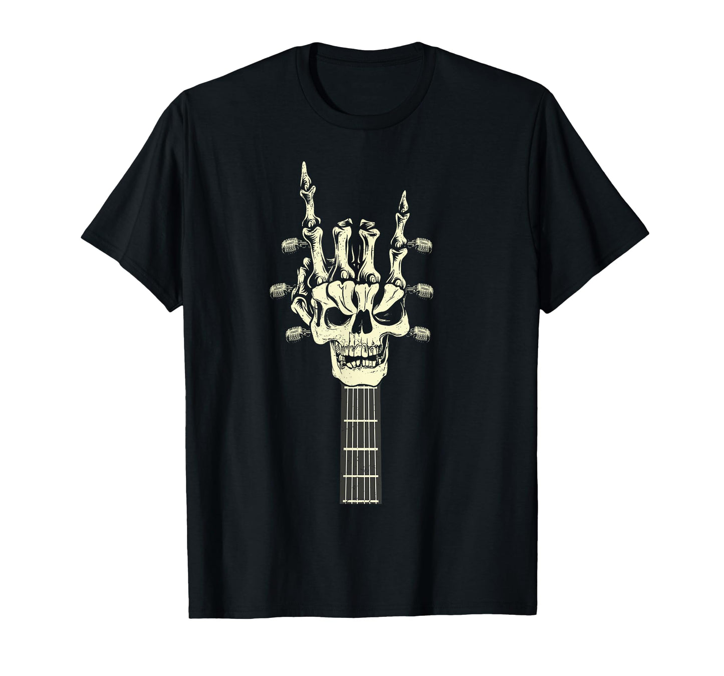 Rock On Skeleton Hand Guitar Rock & Roll Men Women Rock Band T-Shirt