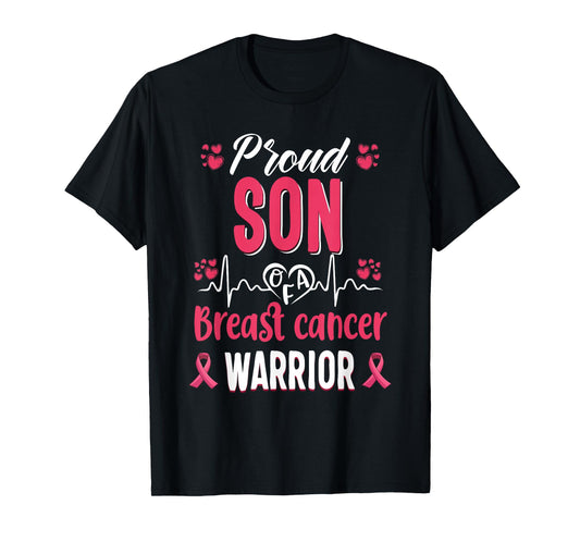 proud Son breast cancer warrior awareness pink ribbon T-Shirt