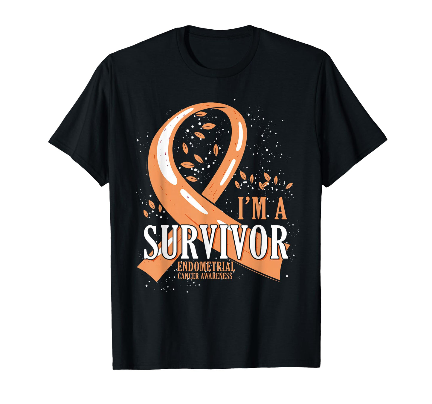 Cancer Survivor Peach Ribbon Endometrial Cancer Awareness T-Shirt
