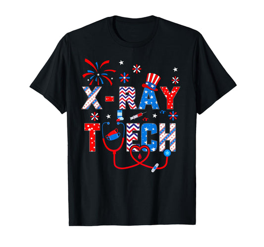 4th Of July Shirt For Women Stethoscope Patriotic X-ray Tech T-Shirt