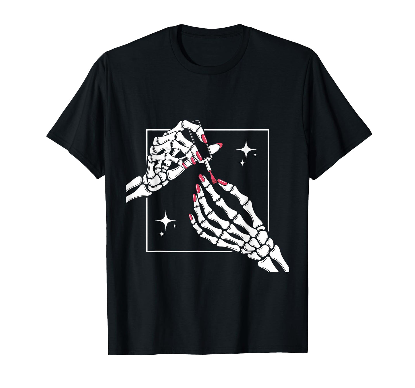 Skeleton Hands Manicure Red Nails Polish Gothic Halloween T-Shirt