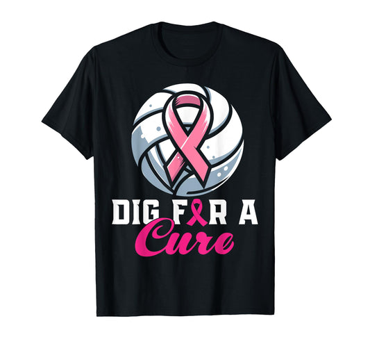 Dig For A Cure Breast Cancer Awareness Volleyball Pink T-Shirt