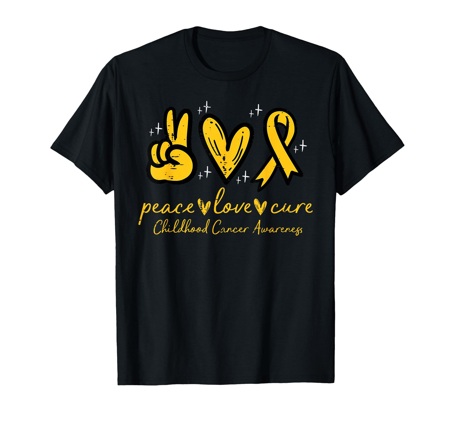 Peace Love Cure Childhood Cancer Awareness Men Women Kids T-Shirt