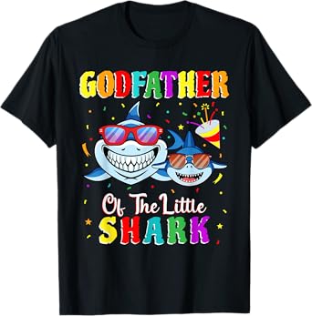 Godfather Of The Little Shark Godson Shark Birthday Party . T-Shirt