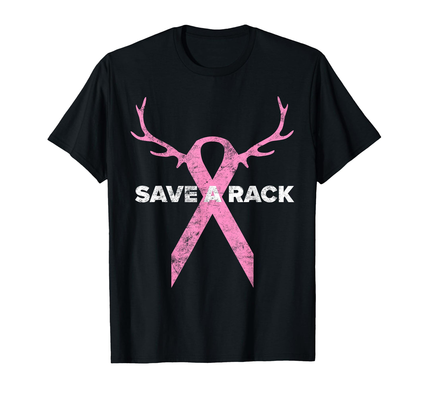 Save A Rack Breast Cancer Awareness Pink Ribbon Deer Antlers T-Shirt