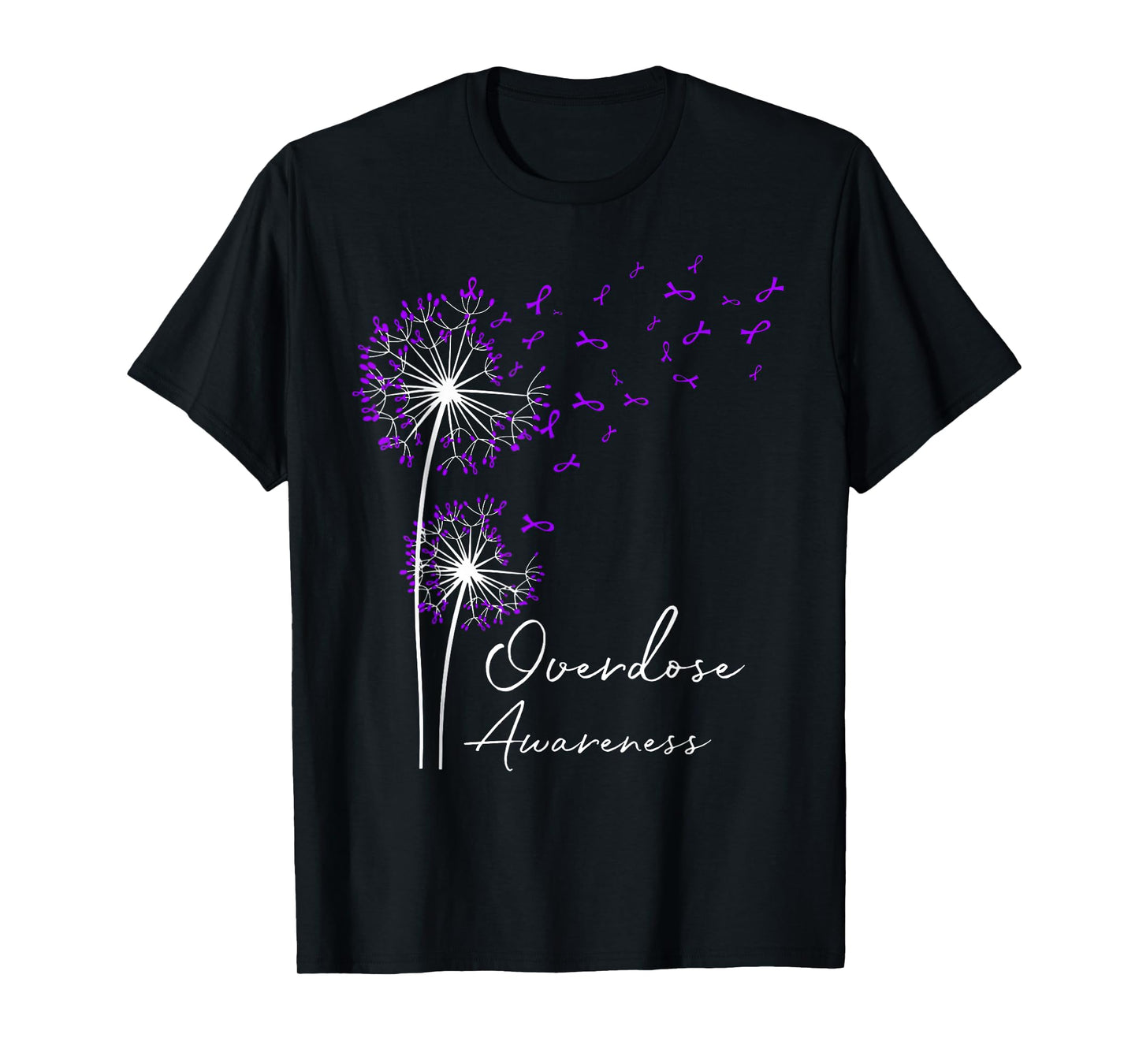 Flower Dandelion Faith Hope Love Purple Overdose Awareness T-Shirt
