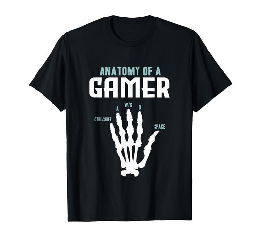 Anatomy of A Gamer Skeleton Hand Design T-Shirt